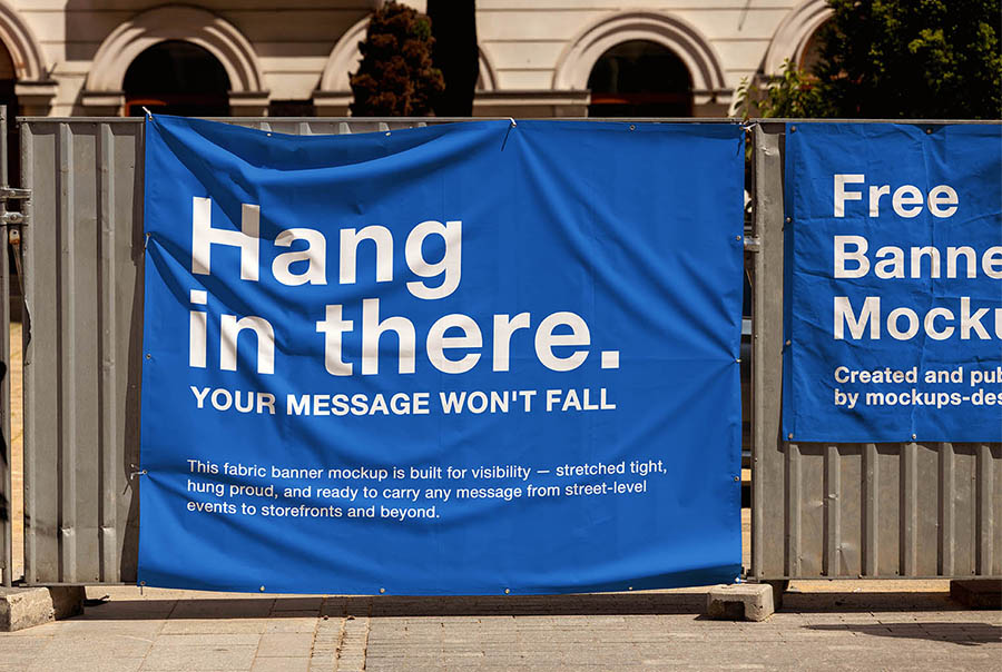 Outdoor fabric fence banner mockup
