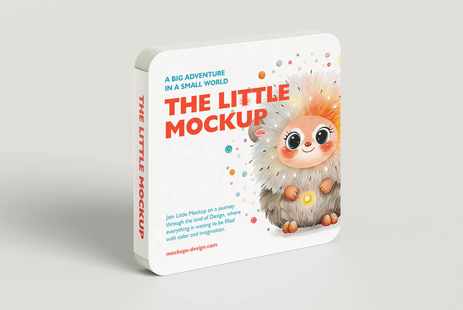 Square board children's book mockup
