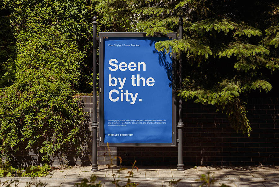 Street citylight poster mockup
