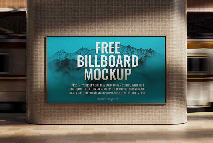 Subway station billboard mockup