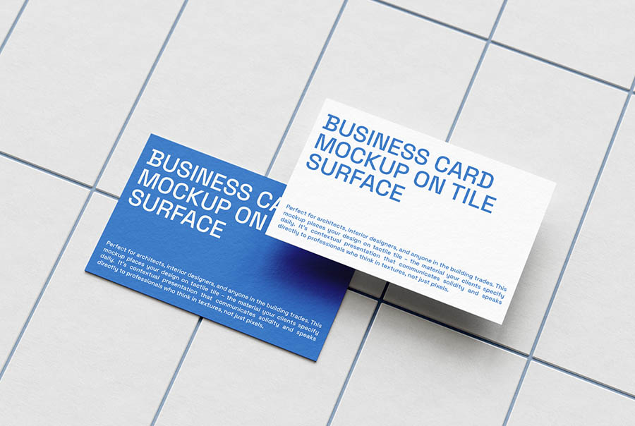 Tiled surface business card mockup