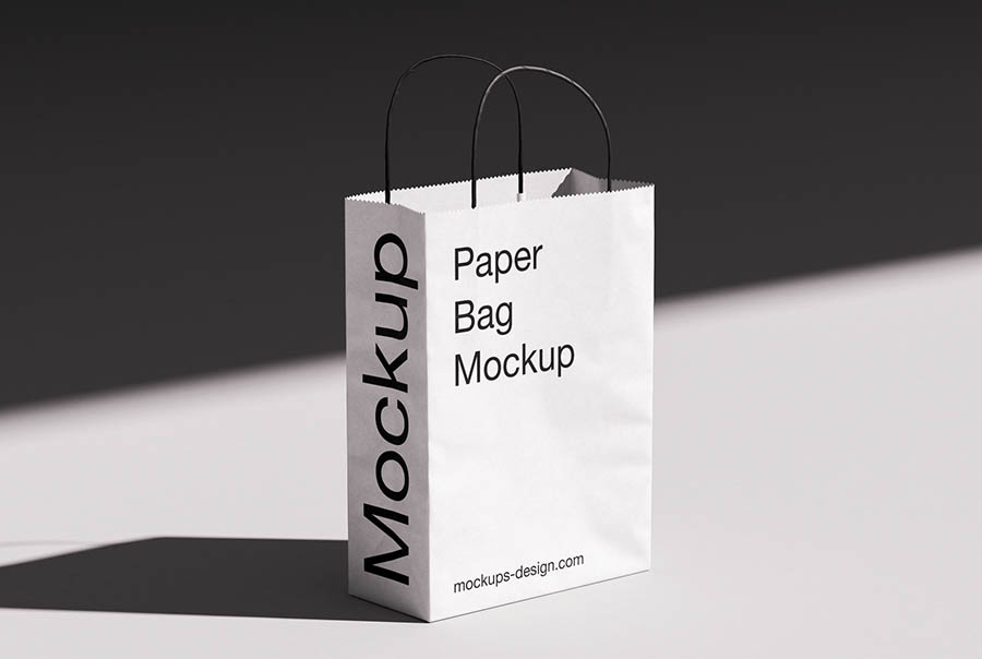 Twisted handle paper bag mockup