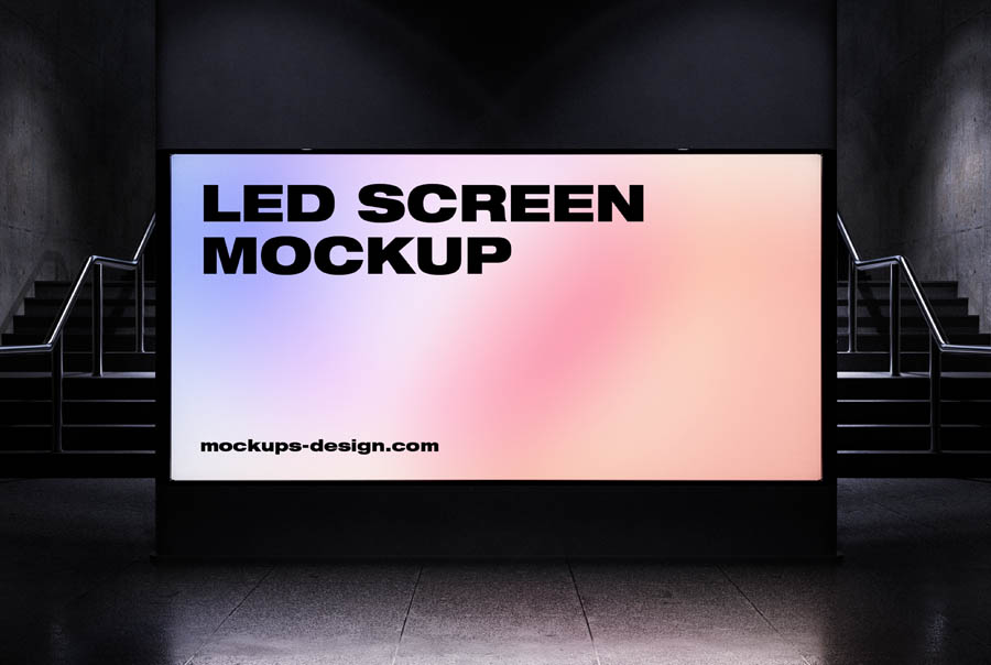 Underground LED screen billboard mockup
