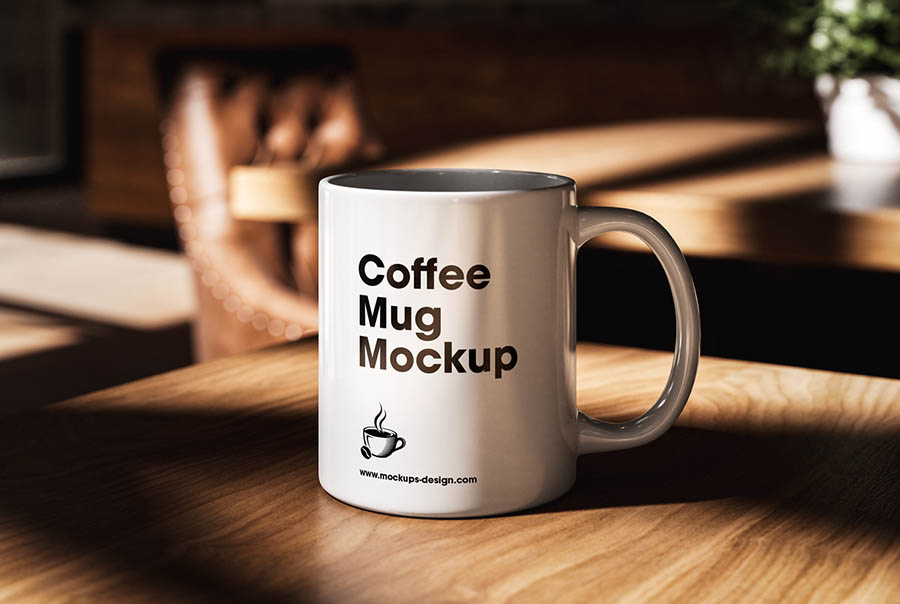 Warm café mug mockup